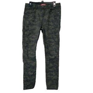 Vintage Y2K Unionbay Camo Skinny Jeans Size 15 Green Mid Rise Utility Grunge